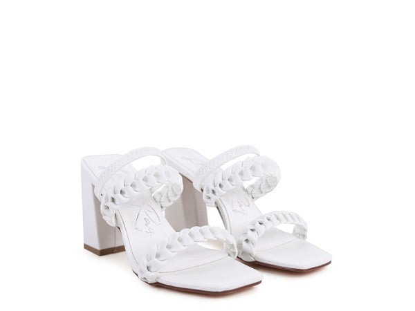 ARNIE Braided Block Heeled Slide on Sandals - Tigbul's Variety Fashion Shop