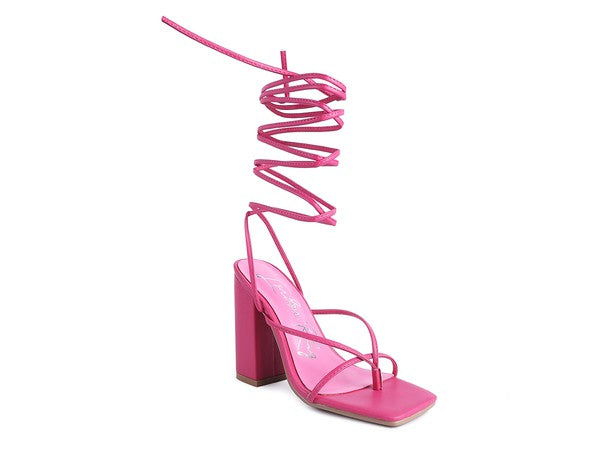 POLE DANCE LACE UP BLOCK HEELED SANDAL - Tigbul's Variety Fashion Shop