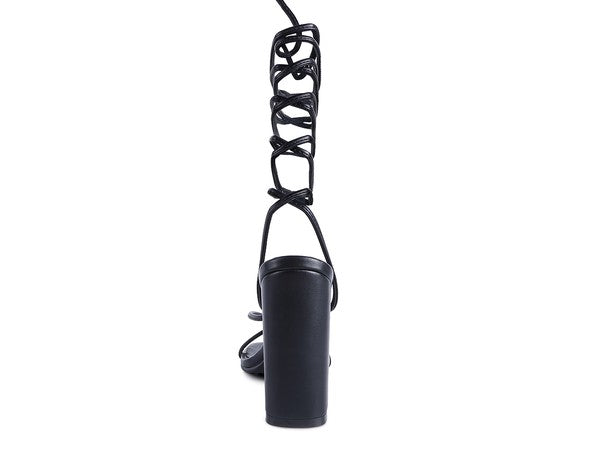 POLE DANCE LACE UP BLOCK HEELED SANDAL - Tigbul's Variety Fashion Shop