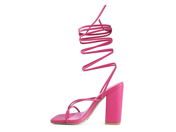 POLE DANCE LACE UP BLOCK HEELED SANDAL - Tigbul's Variety Fashion Shop