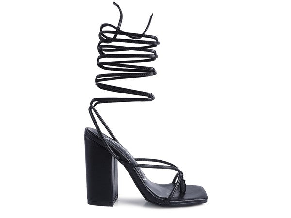 POLE DANCE LACE UP BLOCK HEELED SANDAL - Tigbul's Variety Fashion Shop