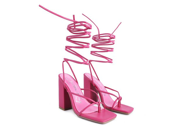 POLE DANCE LACE UP BLOCK HEELED SANDAL - Tigbul's Variety Fashion Shop