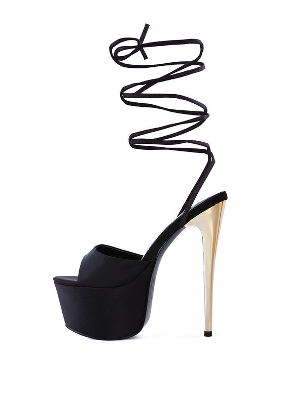 PASSION DRAMATIC PLATFORM LACE-UP HEEL SANDALS - Tigbul's Variety Fashion Shop