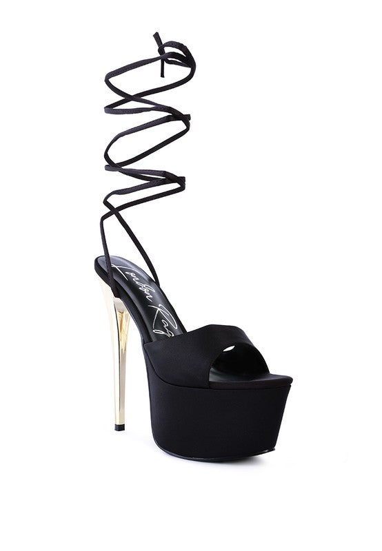 PASSION DRAMATIC PLATFORM LACE-UP HEEL SANDALS - Tigbul's Variety Fashion Shop