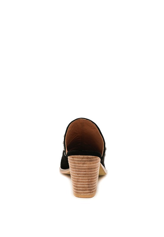 LESLIE STACKED HEEL MULES - Tigbul's Variety Fashion Shop