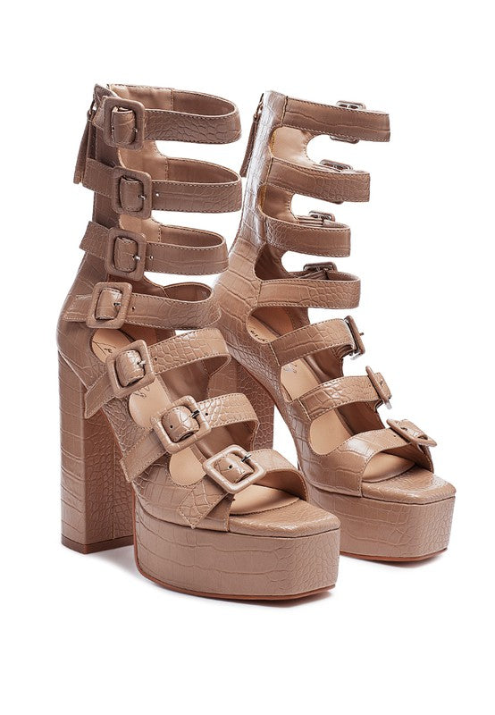 LONDON RAG SAROUCHI CAGED HIGH HEEL BUCKLE SANDAL - Tigbul's Variety Fashion Shop