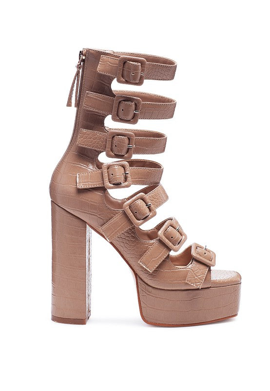 LONDON RAG SAROUCHI CAGED HIGH HEEL BUCKLE SANDAL - Tigbul's Variety Fashion Shop