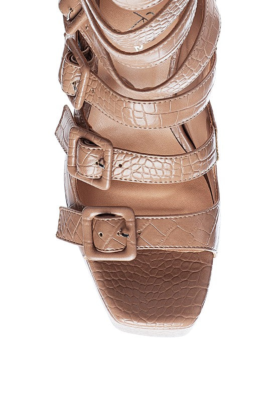 LONDON RAG SAROUCHI CAGED HIGH HEEL BUCKLE SANDAL - Tigbul's Variety Fashion Shop