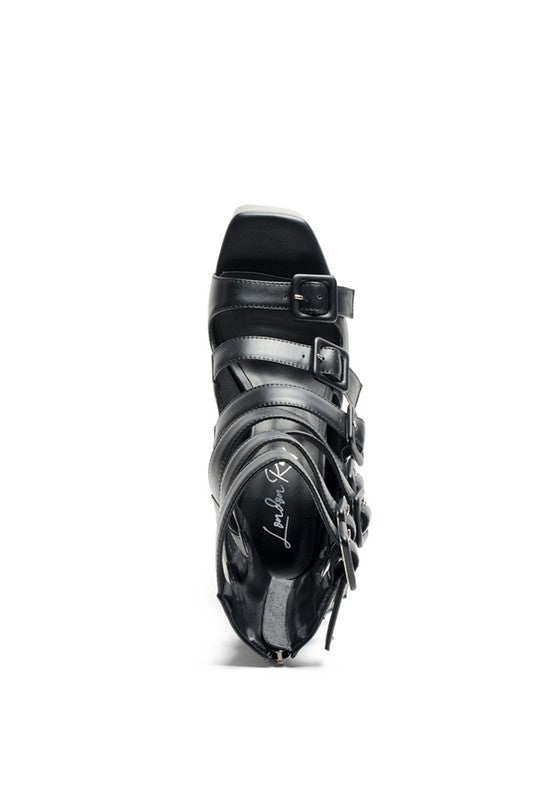 LONDON RAG SAROUCHI CAGED HIGH HEEL BUCKLE SANDAL - Tigbul's Variety Fashion Shop