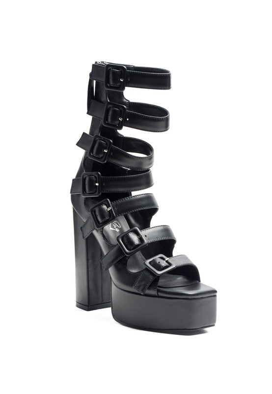 LONDON RAG SAROUCHI CAGED HIGH HEEL BUCKLE SANDAL - Tigbul's Variety Fashion Shop