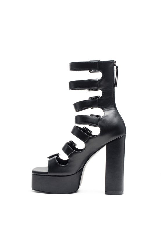 LONDON RAG SAROUCHI CAGED HIGH HEEL BUCKLE SANDAL - Tigbul's Variety Fashion Shop