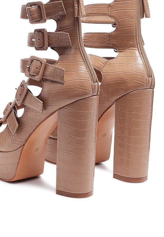 LONDON RAG SAROUCHI CAGED HIGH HEEL BUCKLE SANDAL - Tigbul's Variety Fashion Shop
