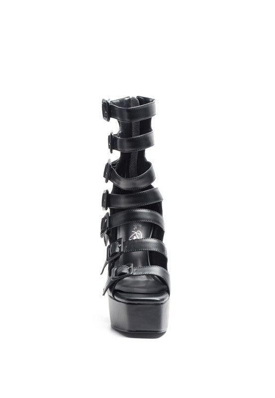 LONDON RAG SAROUCHI CAGED HIGH HEEL BUCKLE SANDAL - Tigbul's Variety Fashion Shop