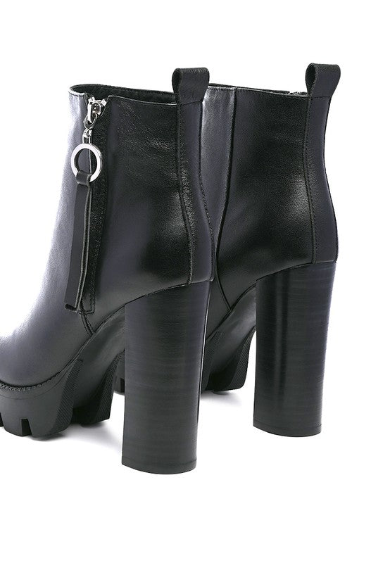 MISTRESS HIGH BLOCK HEELED CHUNKY LEATHER BOOT - Tigbul's Variety Fashion Shop