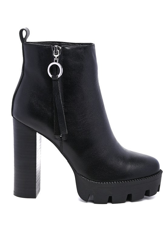MISTRESS HIGH BLOCK HEELED CHUNKY LEATHER BOOT - Tigbul's Variety Fashion Shop
