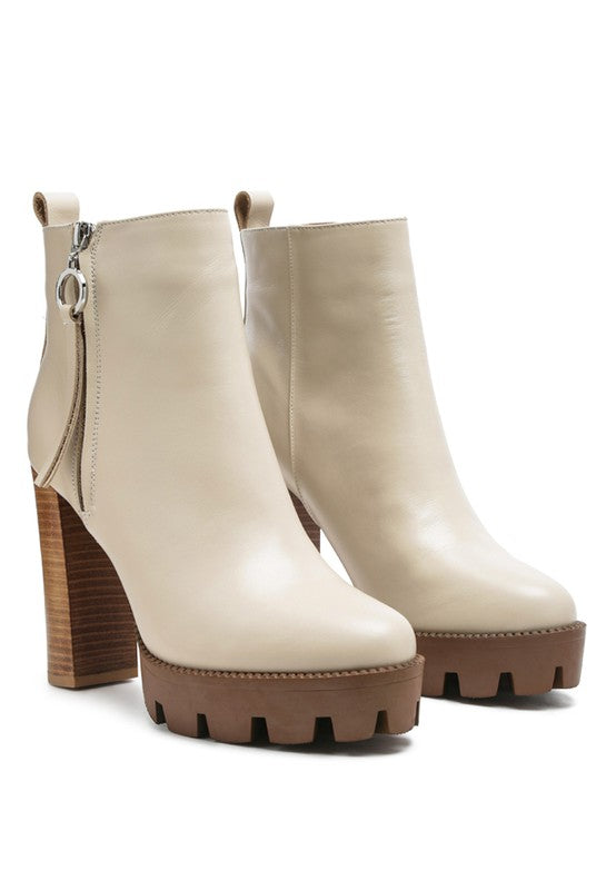 MISTRESS HIGH BLOCK HEELED CHUNKY LEATHER BOOT - Tigbul's Variety Fashion Shop