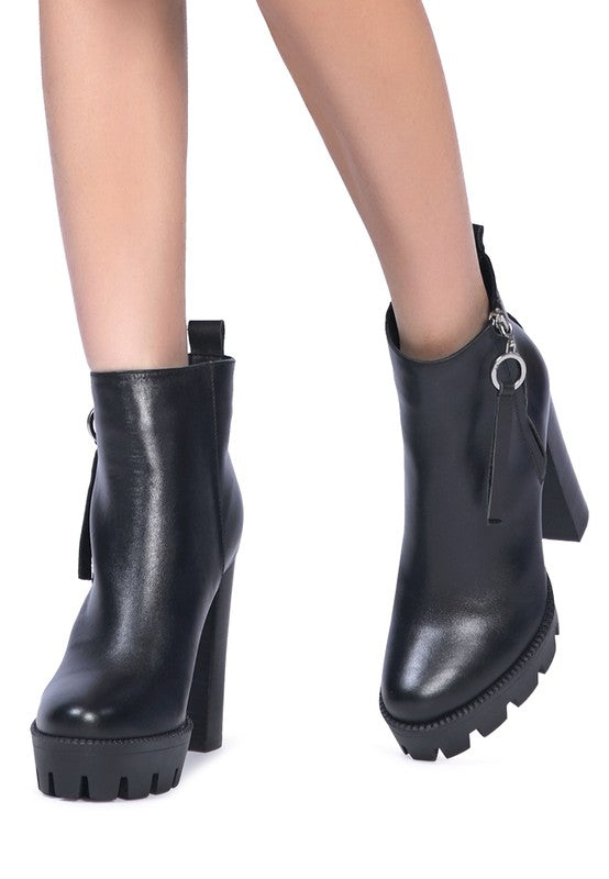 MISTRESS HIGH BLOCK HEELED CHUNKY LEATHER BOOT - Tigbul's Variety Fashion Shop
