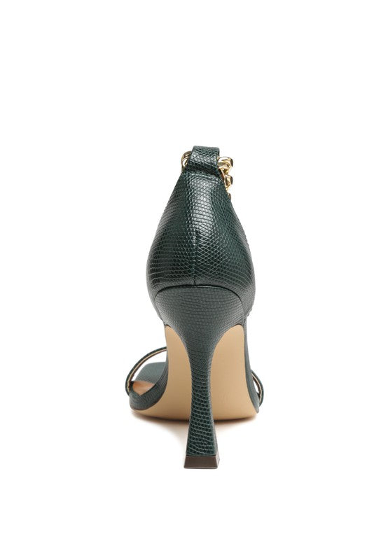 VENUSTA HEEL SANDAL WITH METAL CHAIN IN GOLD - Tigbul's Variety Fashion Shop