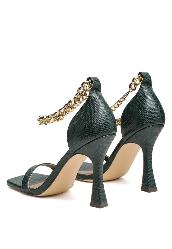 VENUSTA HEEL SANDAL WITH METAL CHAIN IN GOLD - Tigbul's Variety Fashion Shop