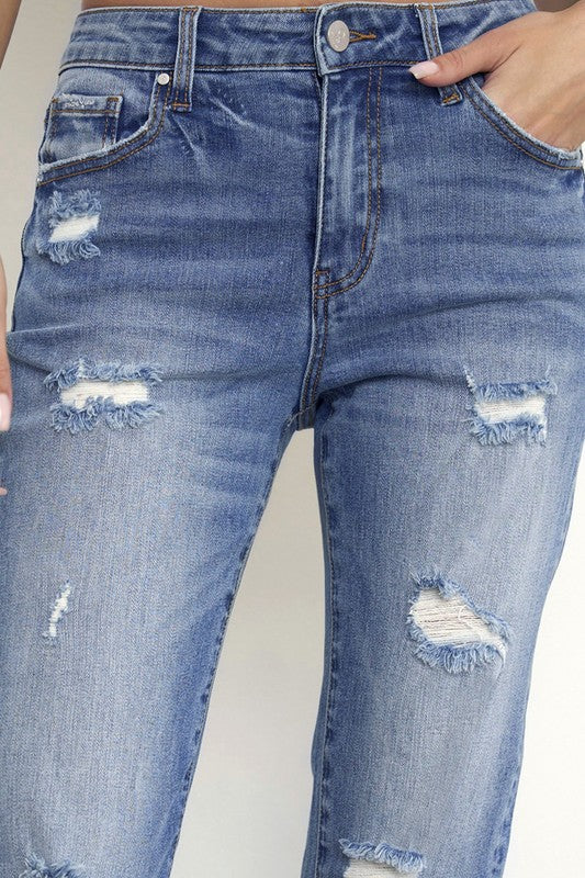 Mid Rise Slim Boyfriend Jeans - Tigbul's Variety Fashion Shop