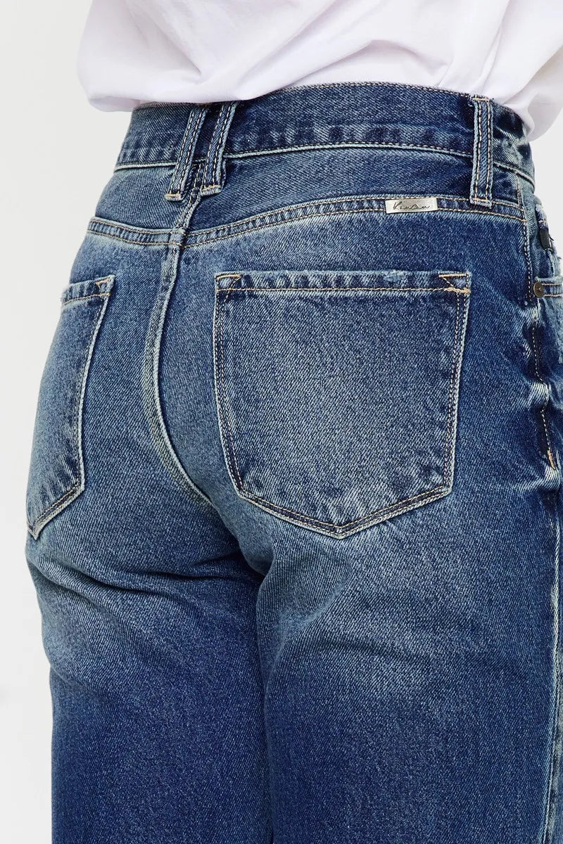 Kancan High Rise Distressed Mom Fit Jeans - Tigbul's Variety Fashion Shop