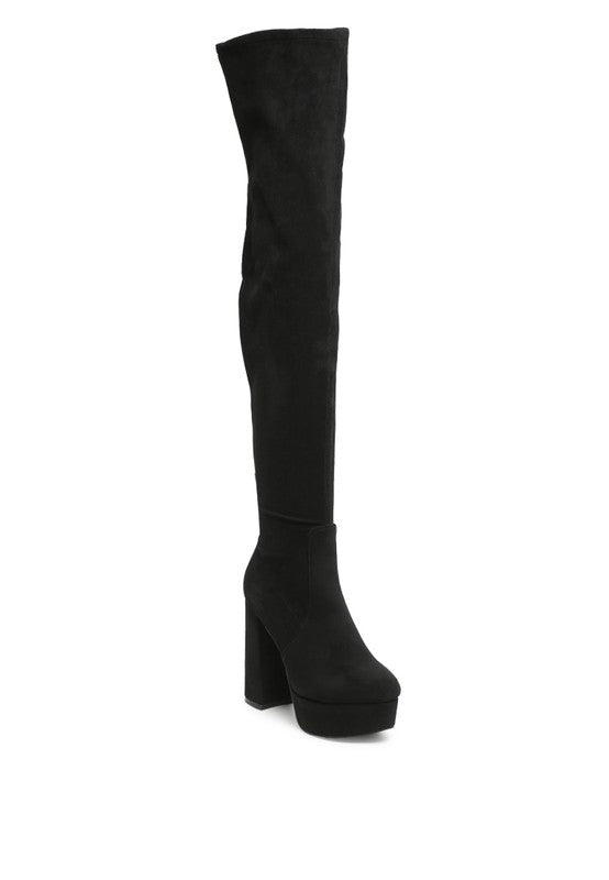 Black Platform Knee High Boots - Tigbul's Variety Fashion Shop