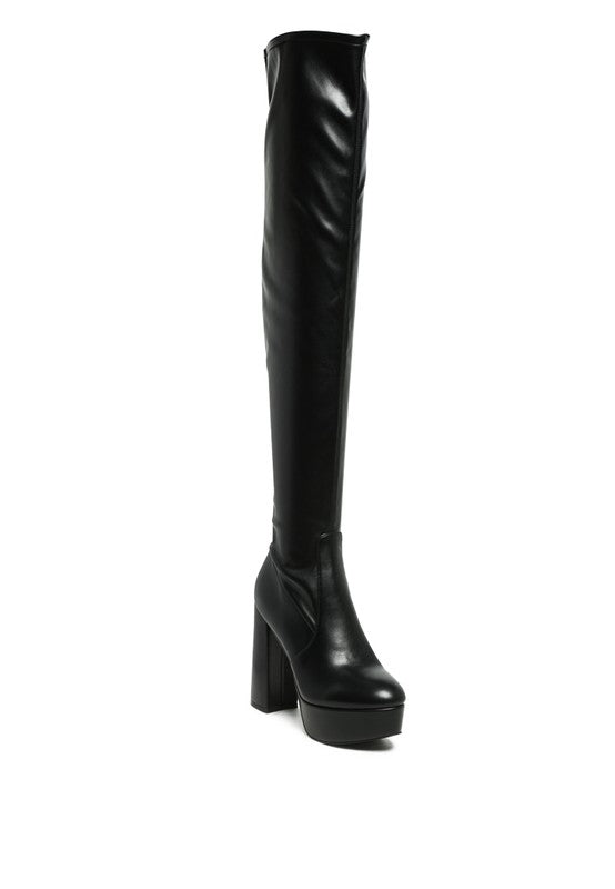 Black Platform Knee High Boots - Tigbul's Variety Fashion Shop