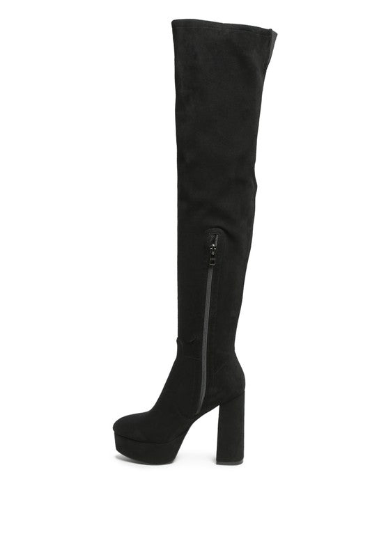 Black Platform Knee High Boots - Tigbul's Variety Fashion Shop