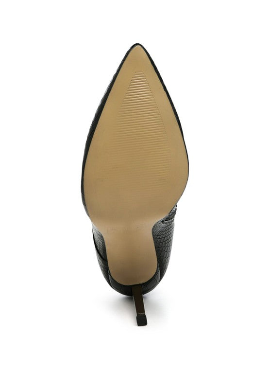 ESCALA CROC LACE-UP STILETTO BOOT - Tigbul's Variety Fashion Shop
