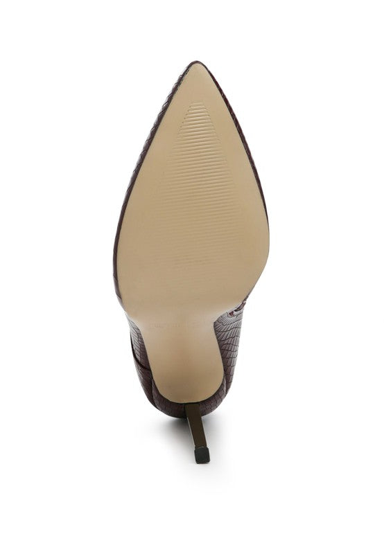 ESCALA CROC LACE-UP STILETTO BOOT - Tigbul's Variety Fashion Shop