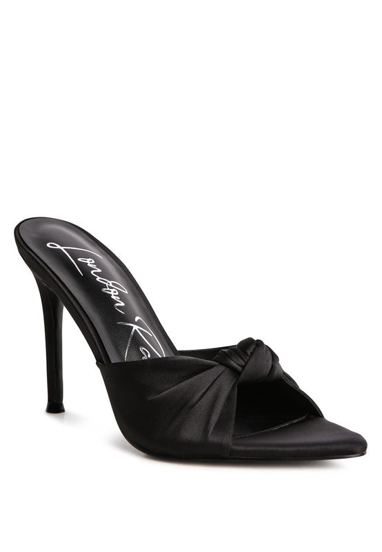 FIRST CRUSH SATIN KNOT HIGH HEELED SANDALS - Tigbul's Variety Fashion Shop