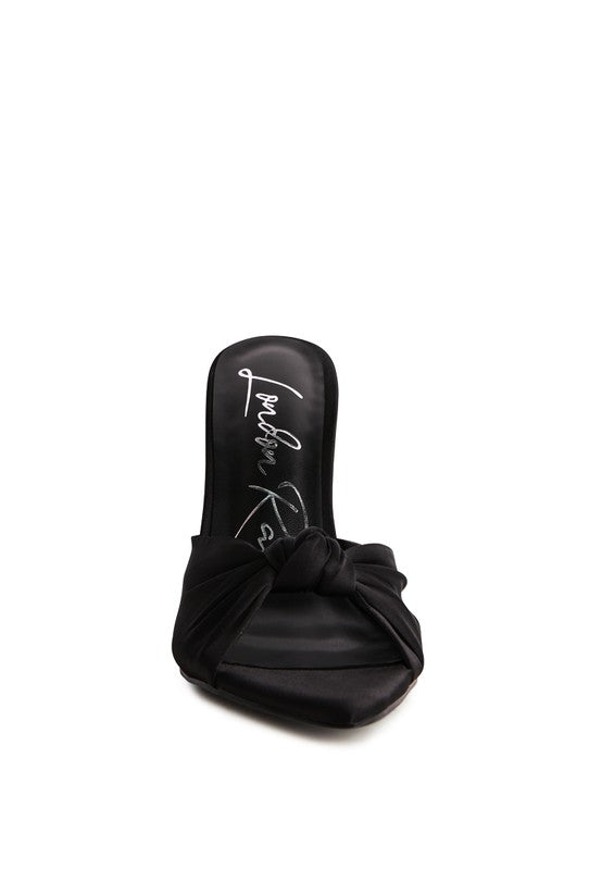 FIRST CRUSH SATIN KNOT HIGH HEELED SANDALS - Tigbul's Variety Fashion Shop