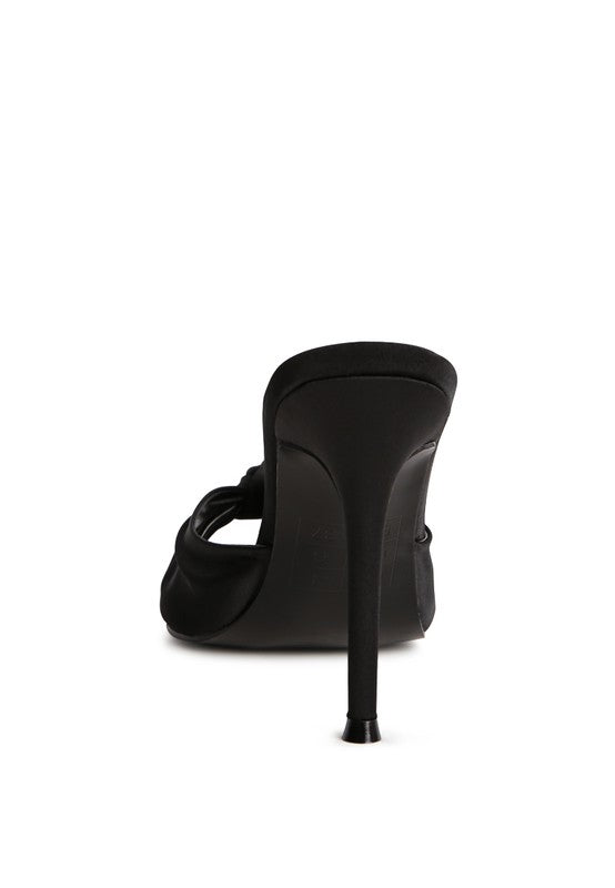 FIRST CRUSH SATIN KNOT HIGH HEELED SANDALS - Tigbul's Variety Fashion Shop