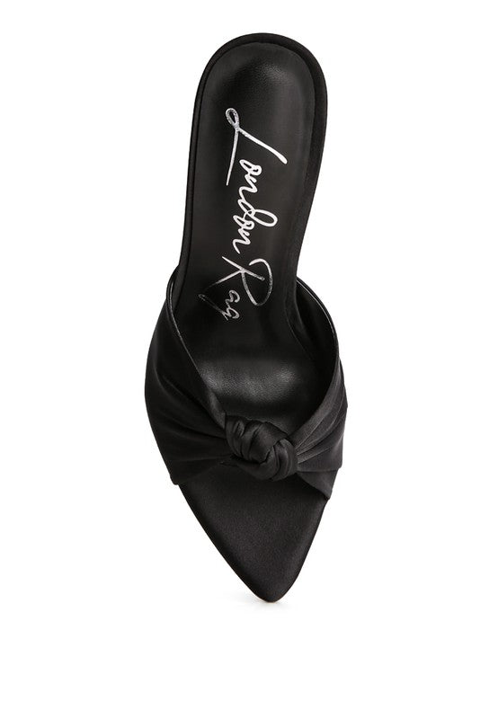 FIRST CRUSH SATIN KNOT HIGH HEELED SANDALS - Tigbul's Variety Fashion Shop