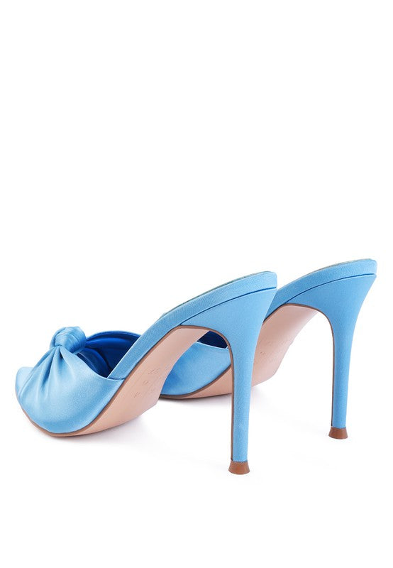 FIRST CRUSH SATIN KNOT HIGH HEELED SANDALS - Tigbul's Variety Fashion Shop