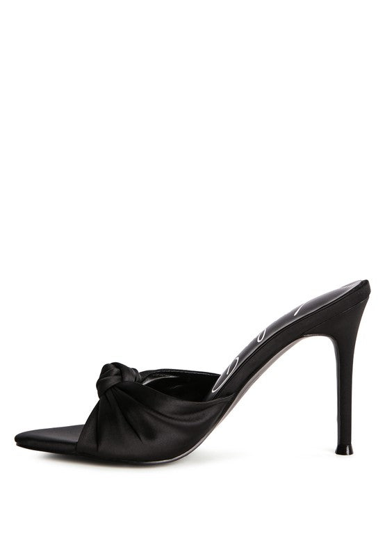 FIRST CRUSH SATIN KNOT HIGH HEELED SANDALS - Tigbul's Variety Fashion Shop