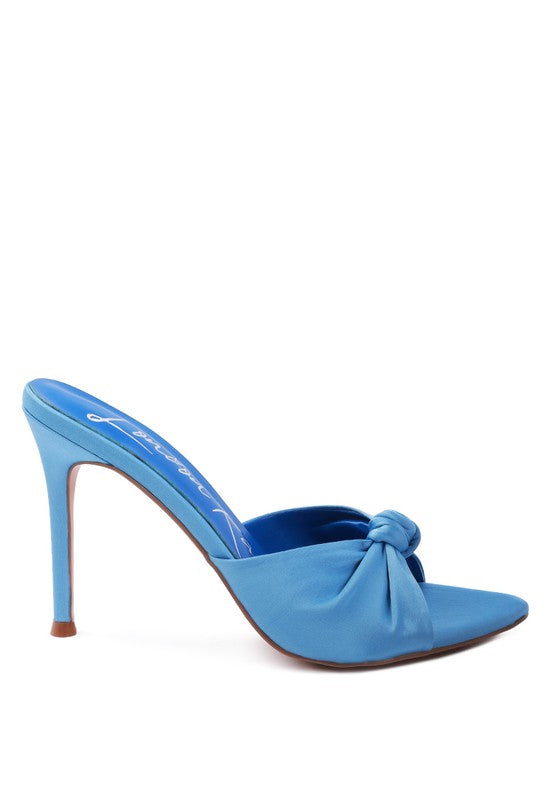 FIRST CRUSH SATIN KNOT HIGH HEELED SANDALS - Tigbul's Variety Fashion Shop