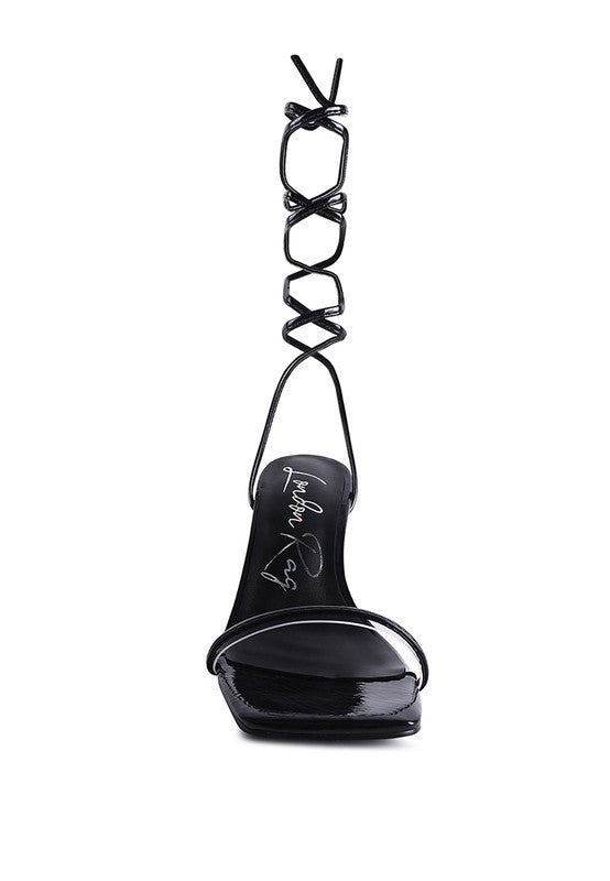BITEN BERRY SPOOL HEELED LACE UP SANDAL - Tigbul's Variety Fashion Shop