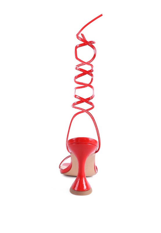 BITEN BERRY SPOOL HEELED LACE UP SANDAL - Tigbul's Variety Fashion Shop