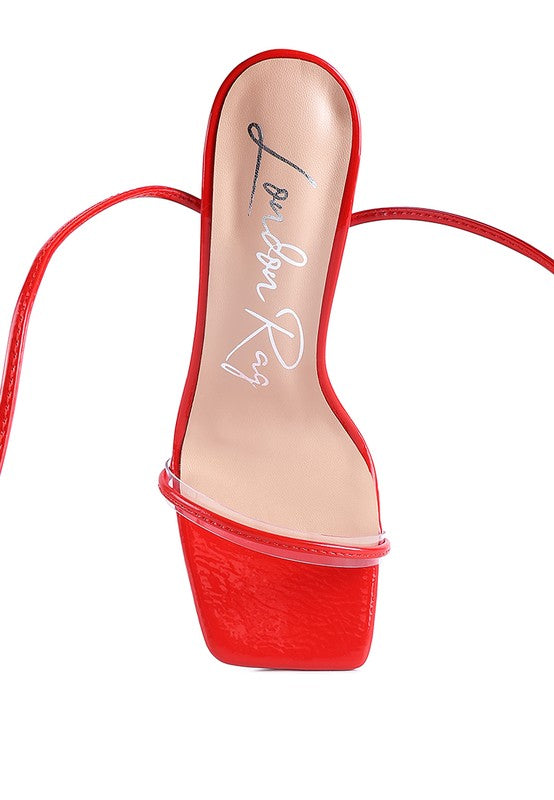 BITEN BERRY SPOOL HEELED LACE UP SANDAL - Tigbul's Variety Fashion Shop