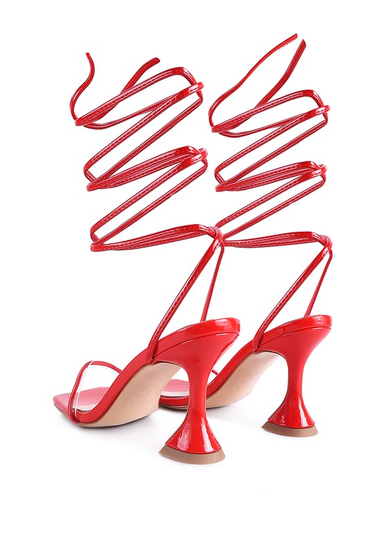 BITEN BERRY SPOOL HEELED LACE UP SANDAL - Tigbul's Variety Fashion Shop