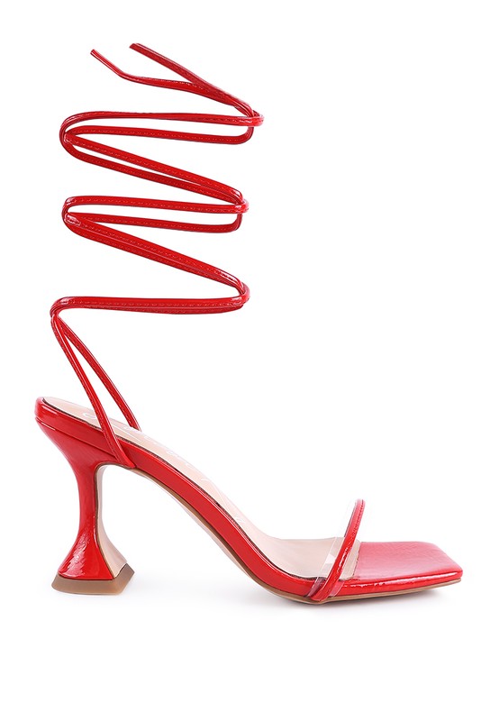 BITEN BERRY SPOOL HEELED LACE UP SANDAL - Tigbul's Variety Fashion Shop