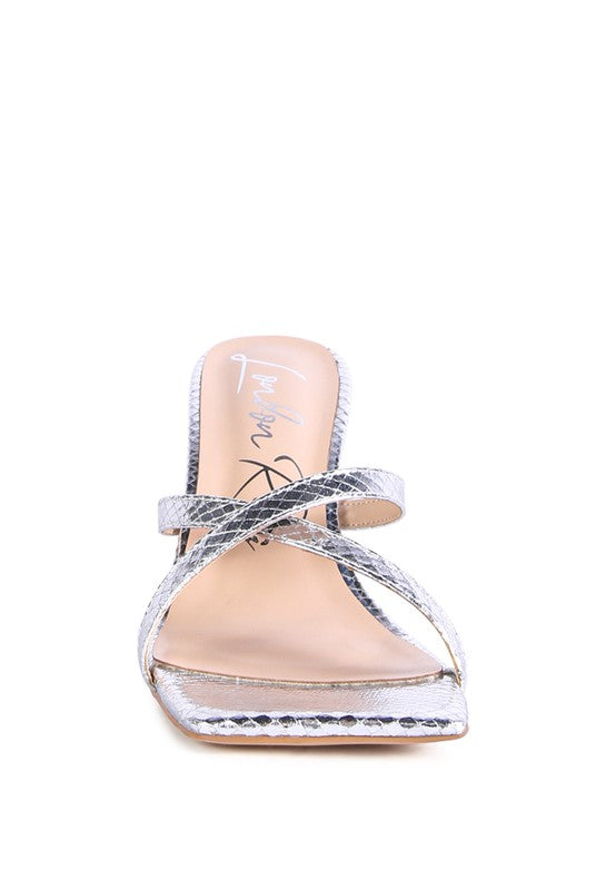 MURIEL CROC CROSS STRAP SLIDER SANDALS - Tigbul's Variety Fashion Shop