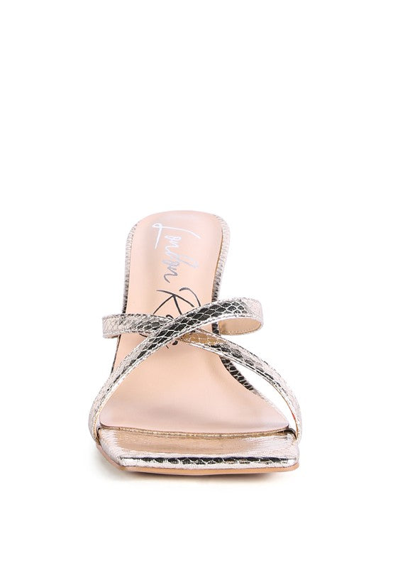 MURIEL CROC CROSS STRAP SLIDER SANDALS - Tigbul's Variety Fashion Shop
