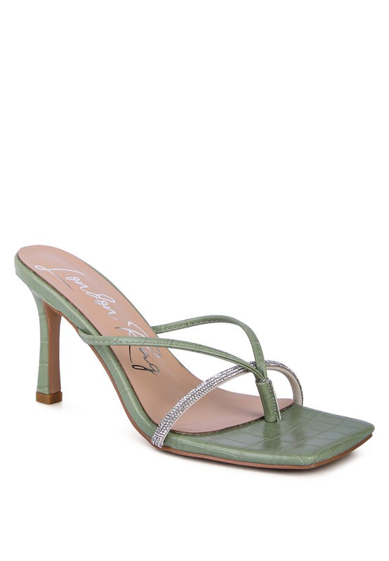 FETISH CROC RHINESTONE SLIDER SANDALS - Tigbul's Variety Fashion Shop