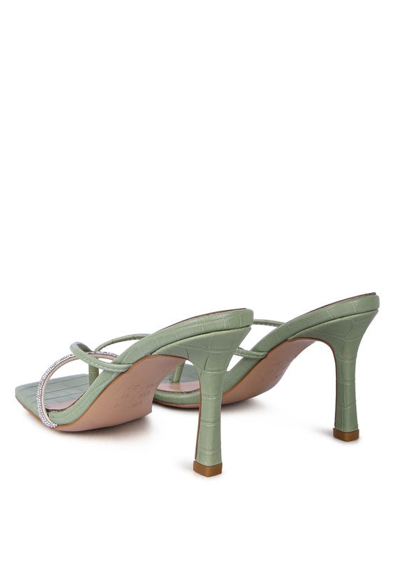 FETISH CROC RHINESTONE SLIDER SANDALS - Tigbul's Variety Fashion Shop