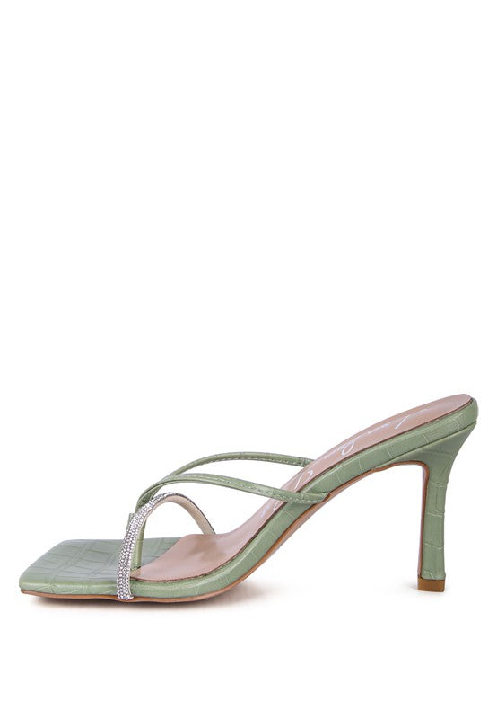 FETISH CROC RHINESTONE SLIDER SANDALS - Tigbul's Variety Fashion Shop