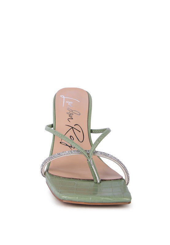 FETISH CROC RHINESTONE SLIDER SANDALS - Tigbul's Variety Fashion Shop
