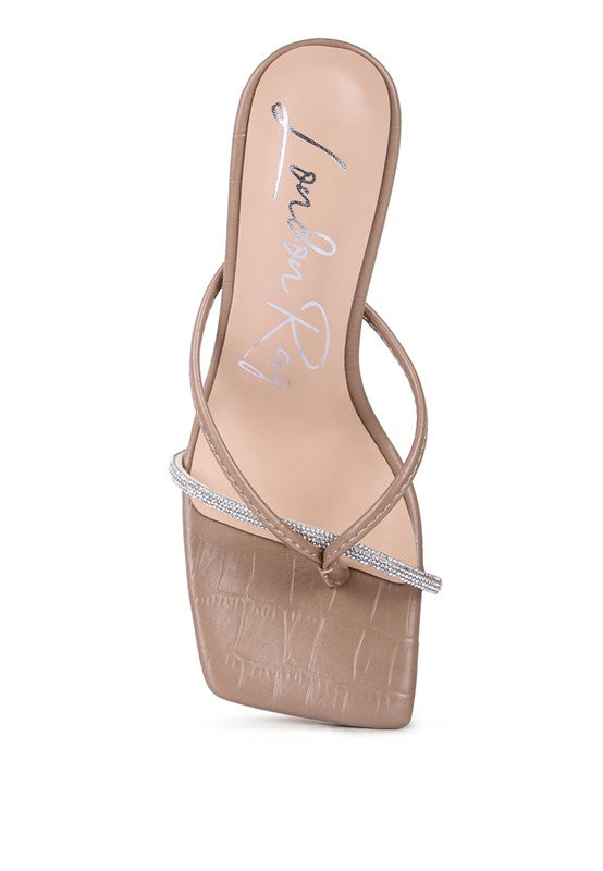 FETISH CROC RHINESTONE SLIDER SANDALS - Tigbul's Variety Fashion Shop