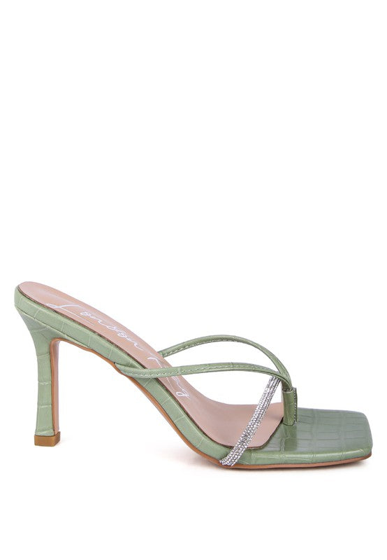 FETISH CROC RHINESTONE SLIDER SANDALS - Tigbul's Variety Fashion Shop